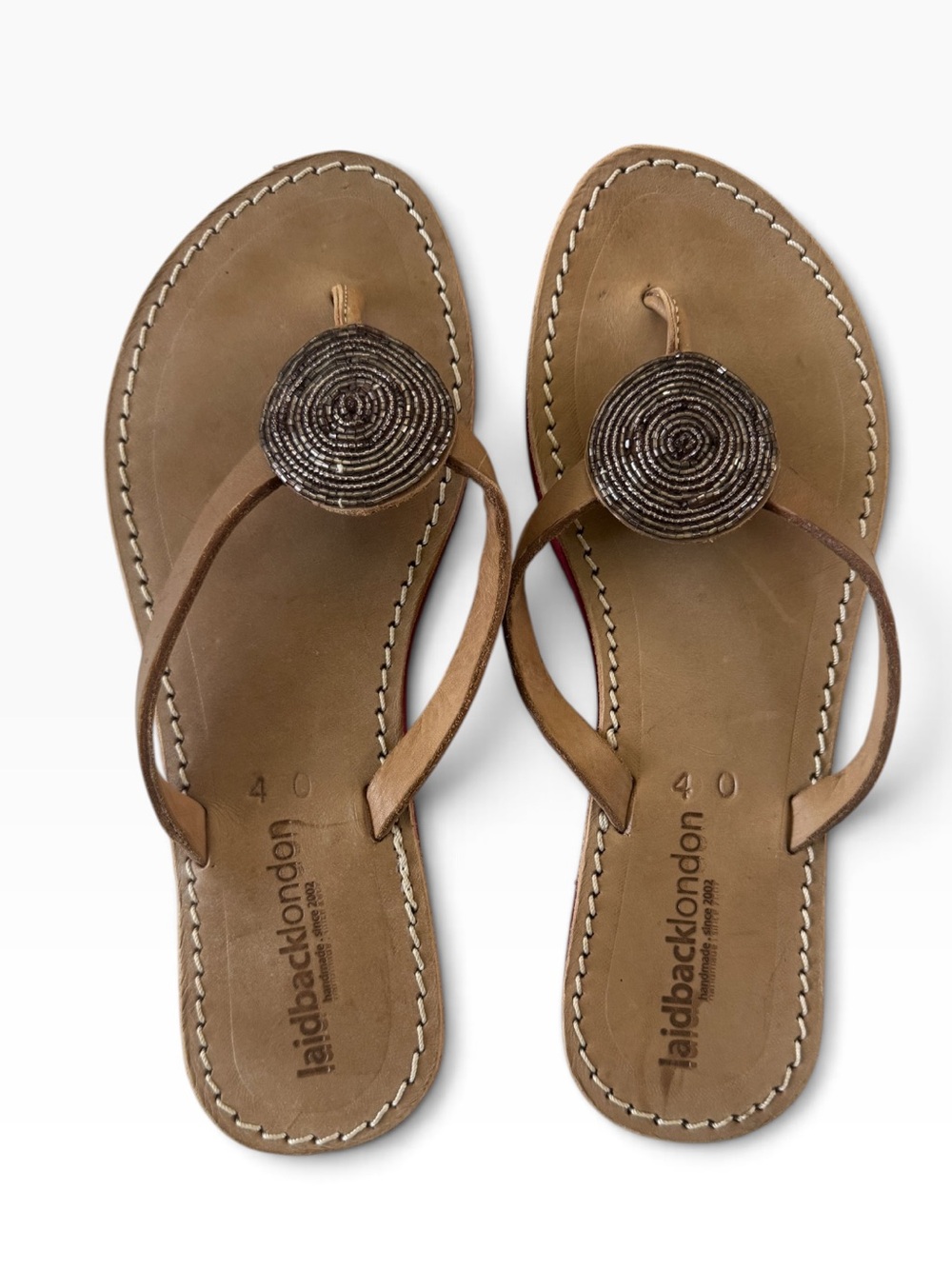 Laidback London Doli Flat sandals Leather size EU 40 / US 9 Boho #NE202